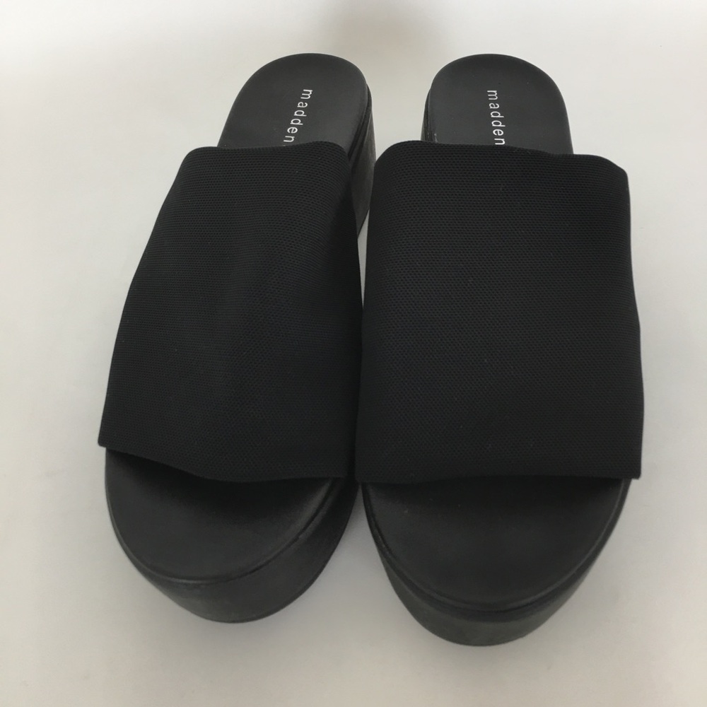 Madden Girl Shelbie Wedge Platform Sandals Black Women’s Size 9 Mule Clogs Y2K - Picture 14 of 16